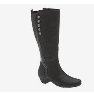Abeo Tall Black Leather Boots Excellent Condition 6.5 NWOT